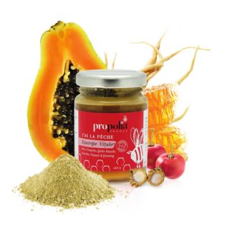 Energy Vitale with honey - Lekkerhoning.nl - For people who want to strengthen their immune system! Main Ingredients: HONEY, PROPOLIS, ROYAL JELLY, ACEROLA, PAPAYA, GINSENG.
