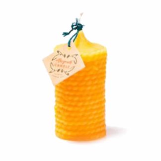 100% NATURALLY PURE BEESWAX Block candle with rope structure and bees
