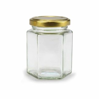 GLASS JAR HEXAGONAL - 116 ml EUROPEAN QUALITY