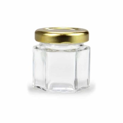 GLASS JAR HEXAGONAL - 45 ml EUROPEAN QUALITY