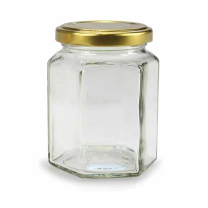 GLASS JAR HEXAGONAL - 196 ml EUROPEAN QUALITY