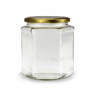 GLASS JAR HEXAGONAL - 390 ml EUROPEAN QUALITY