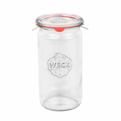 Weck jar 340ml - Including glass lid, preserving ring and weck clips - buy at Lekkerhoning.nl