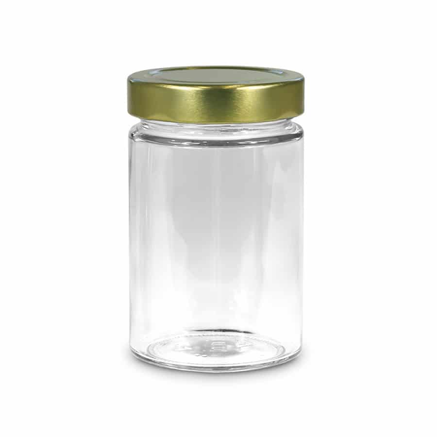 Glazen pot 335 ml per tray van 20 stuks - Premium kopen? - Lekkerhoning.nl