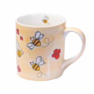 Porseleinen bijen mok met fleurig bijenmotief kopen? - Lekkerhoning.nl